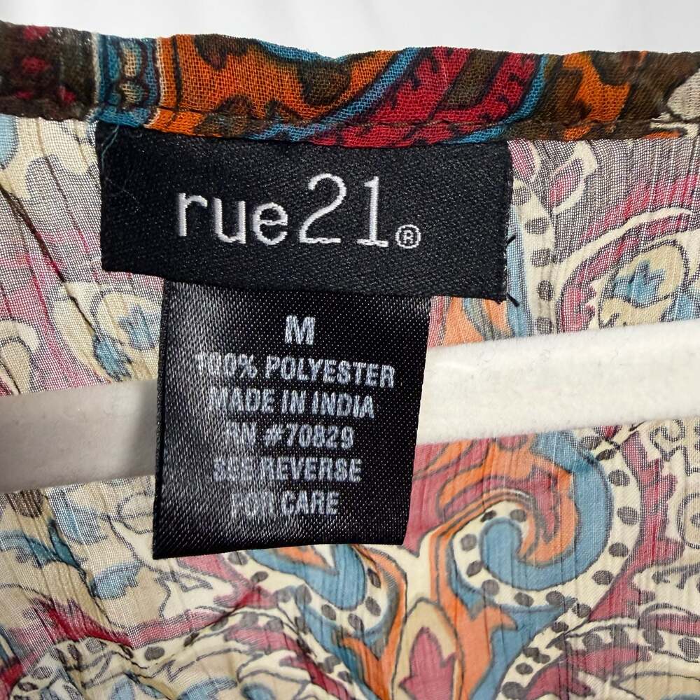 rue21 Sheer Paisley Print Flutter Sleeve Tie Front Blouse Size M - Picture 5 of 7